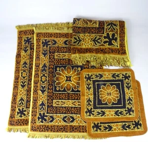 Vintage Tastemaker by Mohawk Handtuchlappen 5er Set braun gold Blumen Fransen - Bild 1 von 10