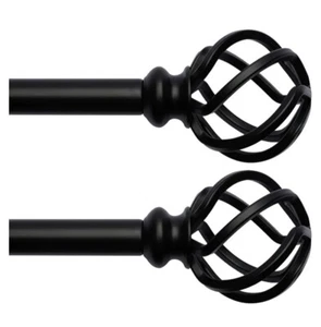 2 Pack Decorative Window Curtain Rod with Brackets 48-84" Black Matte  - Picture 1 of 5