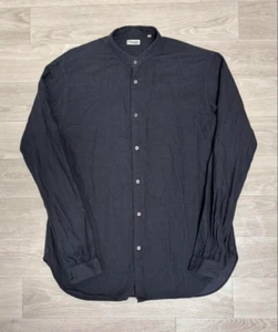 United Arrows Camoshita Black Band Collar Shirt L Cotton Lyocell Made in Japan - Bild 1 von 6