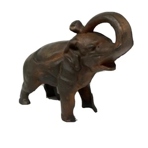 Vintage Still Bank Cast Iron Art Deco Elephant Trunk Up 9x7inch - Picture 1 of 9