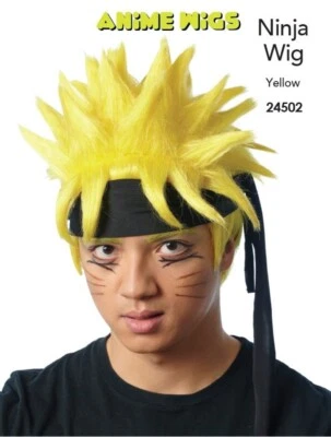 Naruto Cosplay Wig  Anime Warrior Yellow Costume Halloween Adult - Image 1 of 2