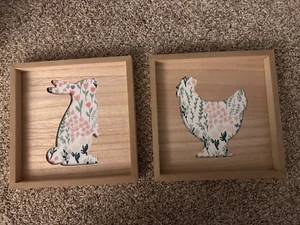 NEW Target Bullseye Playground 2024 Wood Hen Chicken Bunny Rabbit framed fabric - Picture 1 of 3