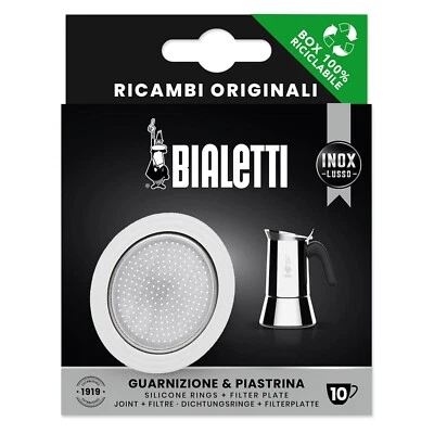 BIALETTI FILTER & GASKET SEAL 10 CUP VENUS KITTY MUSA ESPRESSO COFFEE MAKER