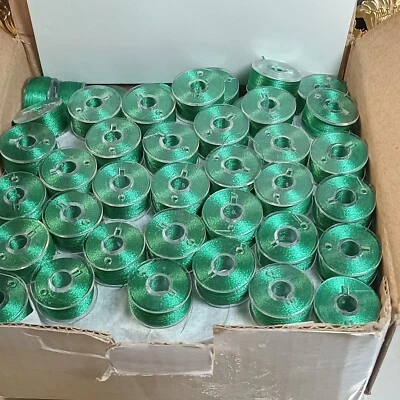 144 Prewound Sideless Bobbins -TYPE L GREEN Embroidery Machine POLYESTER 70 D/2☆ - Image 1 of 4