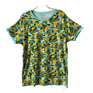Vera Bradley Lemon Grove geripptes Pyjama Shirt Oberteil Damen L XL grün gelb Neu mit Etikett - Bild 1 von 6