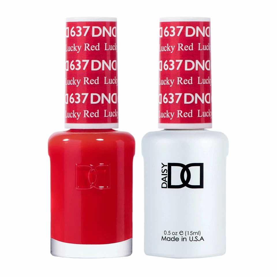 DND Duo Gel & Nail Polish Set - Lucky Red 637 - 2x15ml