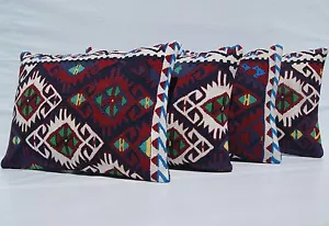 LIVING ROOM DECOR PILLOWS RECTANGLE KURDISH WOOL 30+ GEOMETRIC AREA RUGS 20"X14" - Picture 1 of 5