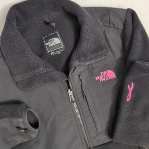 The North Face Jacket Womens M Black Pink Full Zip Denali Breast Cancer Polartec - Picture 1 of 8