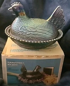 NIB Indiana Glass - HEN on NEST #2891 Iridescent Carnival Glass - Box - Vintage - Picture 1 of 17
