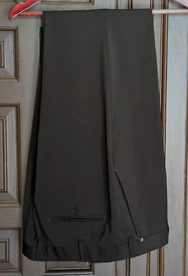 EMPORIO ARMANI 100% Wool Suit Dress Pants, Solid Black, 38" Waist - image 1 of 4