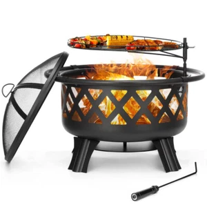 Outdoor Wood Burning Firepit Large Steel Firepit Bowl - Picture 1 of 8