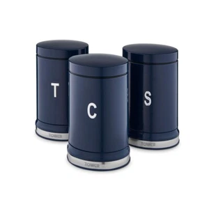 Tower Belle Set Of 3 Canisters in Midnight Blue - Damaged 'C' & Scratched - Picture 1 of 2