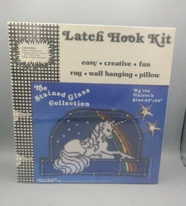 Millcraft Unicorn Latch Hook Kit  Sealed Stained Glass Collection Rg 194 22"x34" - Picture 1 of 6