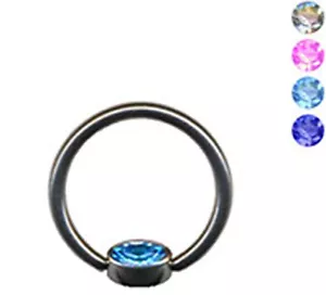 LIPPENBÄNDCHEN KLEMMRING BCR TITAN RING ZIRKONIA KRISTALL FLAT BACK NASE ZUNGE - Picture 1 of 6