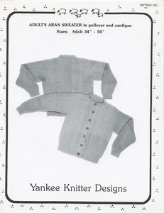 Yankee Knitter Designs Knitting Pattern 20 Adults Aran Sweater & Cardigan 34-50" - Picture 1 of 3