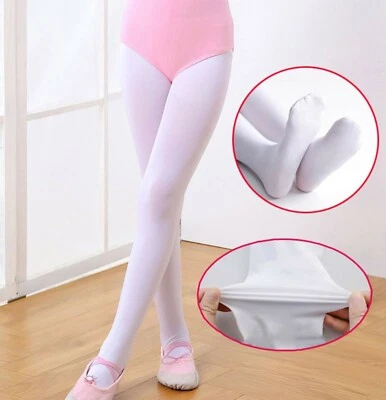 Girl Kid Teen Children 90D Ballet Dance White Stockings Pantyhose Tights Opaque - image 1 of 4