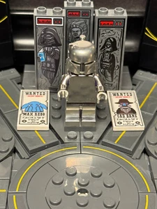 Custom Chrome Boba Fett - Printed on Official Lego - Brickluv Custom - Picture 1 of 4