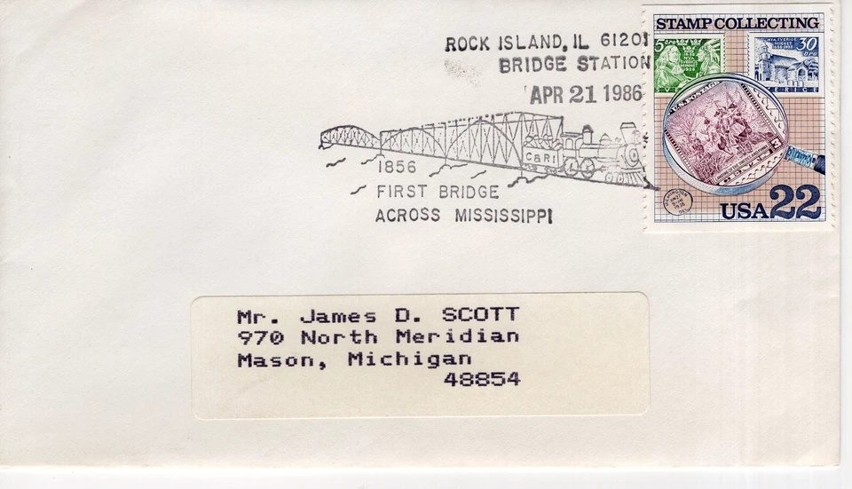 FIRST BRIDGE ACROSS THE MISSISSIPPI, ROCK ISLAND, IL  1986  FDC18924 - Image 1 of 1