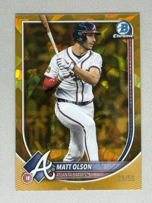 Refractor de oro Bowman 2025 cromo zafiro Matt Olson/50 Braves #4 🔥💪 Foto 1 de 3