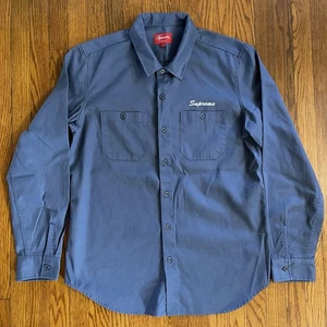 Supreme FW2015 Pledge Allegiance Work Shirt Size Medium Blue - Picture 1 of 12