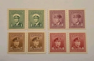 Canada Scott 278-281 King George VI War Issue 1948 Coil Pairs VF MNH Perf 9.5 - Picture 1 of 1