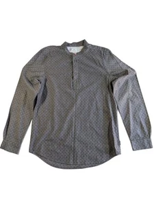 PS Paul Smith Henley Polkadot Shirt Men's Size M Collarless Grey Lightweight VGC - Picture 1 of 8
