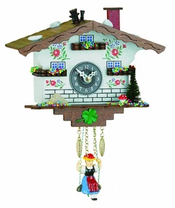 Black Forest Clock Swiss House with chimney-sweep  TU 105 SQK NEW - Picture 1 of 1