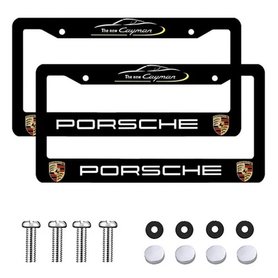 Porsche 2 Pack Black Aluminum License Plate Frame with Screw Caps - Image 1 of 4