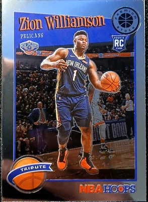 NBA Hoops Premium Stock Zion Williamson Rookie Pelicans Tribute SP #296 2019-20 Foto 1 de 2