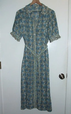 Max Studio London Maxi Shirt Dress Blue Floral Tie Waist Button Front - NWOT - S - Image 1 of 2