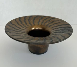 Jane Woodside - Studiokeramik signiert Ikebana Gold Keramik Schale oder Vase 7,5" - Bild 1 von 10