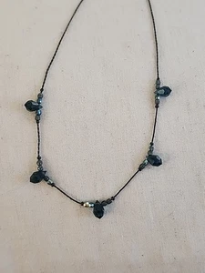 GIVENCHY SIGNIERTE GUN-METAL-FINISH BLAUE KRISTALL HALSKETTE 15,5-18,5" - Bild 1 von 8