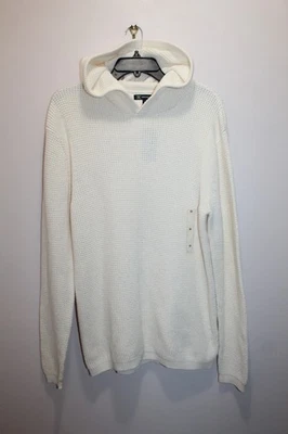 I-N-C 男式针织衫 100% 棉拉绒连帽古董白色 M 码 — 第 1/4 张图片