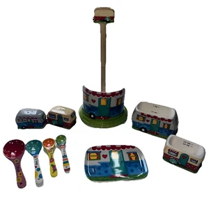 LTD COMMODITIES Camping Salt Pepper Shakers RV Camper Plate 10 PIECE SET - Picture 1 of 14