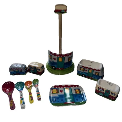 LTD COMMODITIES Camping Salt Pepper Shakers RV Camper Plate 10 PIECE SET - Image 1 of 4