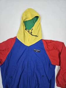 Vintage Polo Sport Ralph Lauren Windbreaker Mens Small Colorblok Streetwear - Picture 1 of 15