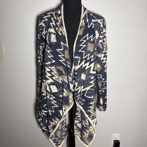 Lucky Brand Womens Open Front Cardigan Sweater Aztec Textured Size L - Picture 1 of 5