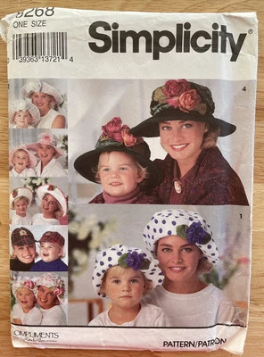 Mother & Daughter Sun Hat Baseball, Beret Sewing Pattern  Simplicity 8268 Uncut - Image 1 of 3