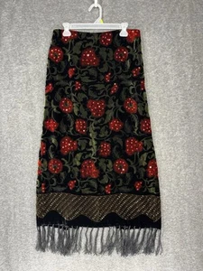 Muse Maxi Skirt Size 12 Silk Blend Velvet Sequin Floral Fringe Fairy Whimsigoth - Picture 1 of 19