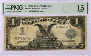 Series Of 1899 $1 Black Eagle Silver Certificate Fr#236 PMG Choice Fine 15 #087 - Picture 1 of 2