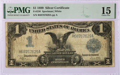 Series Of 1899 $1 Black Eagle Silver Certificate Fr#236 PMG Choice Fine 15 #087 - Image 1 of 2
