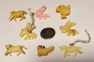 Lote de 8 ANIMALES DE GRANJA Celuloide Cracker Jack Juguete Dije Premio Premium Años 40 - Imagen 1 de 4