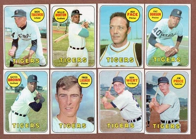 1969 Topps (8) Tigers #128 #180 Horton #207 #321 #256 Brown #373 #443 #472  EX - Image 1 of 2