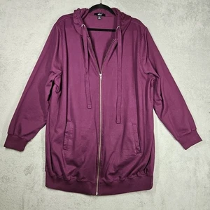 Felpa con cappuccio lunga Ellos viola gelso vino lunghezza ginocchio zip davanti Slv taglia L/XL 18/20 - Foto 1 di 14