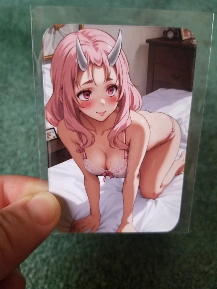 PINK HAIR LINGERIE BABE WAIFU ANIME CARD - Image 1 of 4