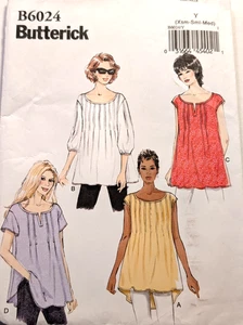 Butterick Sewing Pattern Women's Loose Fitting Tunic Tops  B6024 XS-S-M UNCUT - Picture 1 of 6