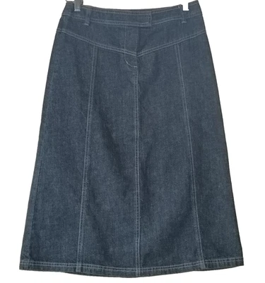Sportscraft Denim Skirt Size 8 Midi A-Line Blue Casual Classic Capsule Wardrobe - image 1 of 4