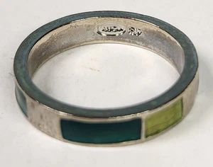 Avon Vorsteckring Emaille und Silberplatte Größe 10,5 - Bild 1 von 3