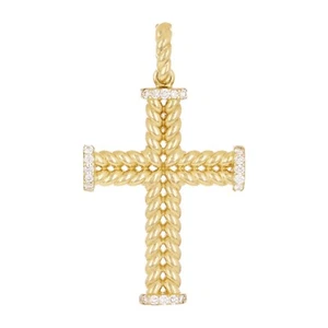 Colgante Cruz Trigo Diamante Oro Amarillo 14k 0.32ctw 1.6" 6.6 gramos - Imagen 1 de 5