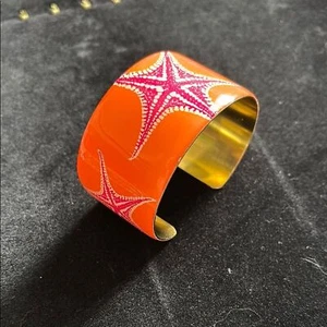 Bracciale Grosso Unico Disegno Stella Marina Mudpie Arancione e Rosa - Foto 1 di 4